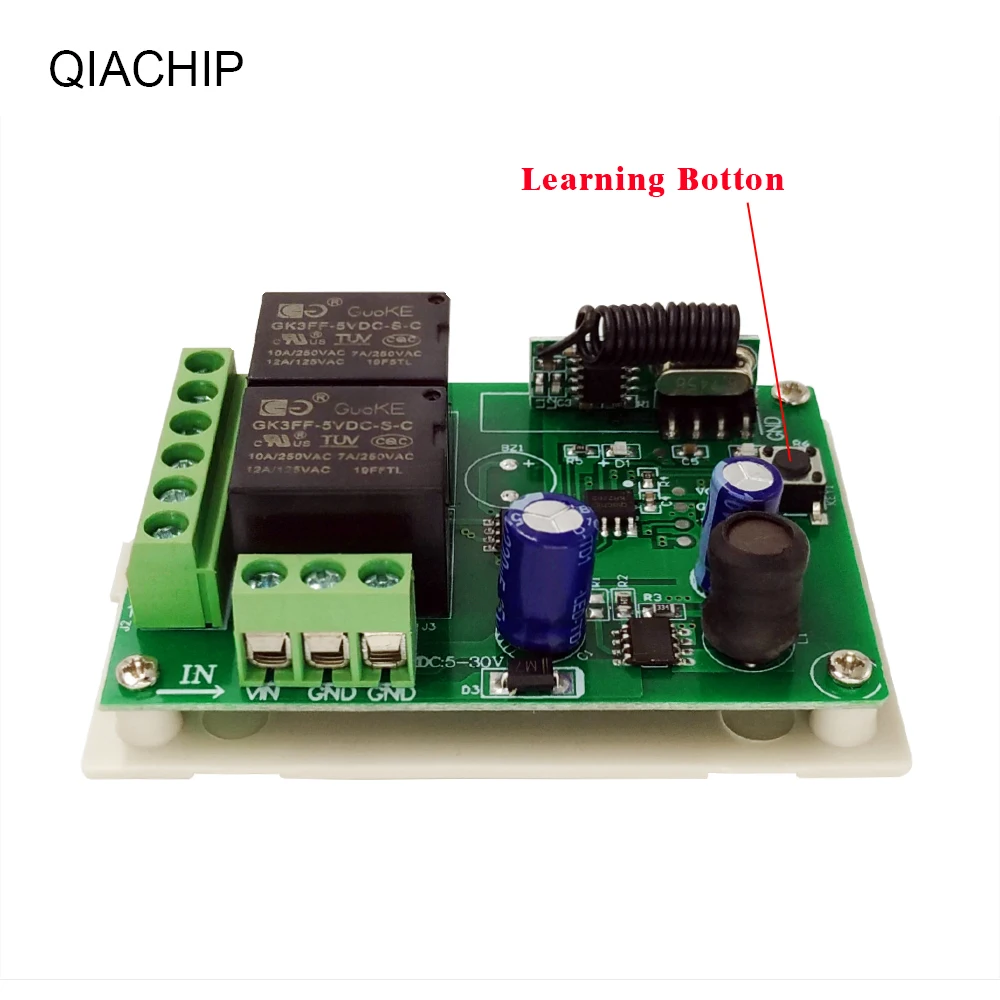 QIACHIP 433Mhz DC 6V 12V 24V Universal Wireless Remote Control Switch 2 CH RF Relay Receiver Module DC5-30V For Smart Home