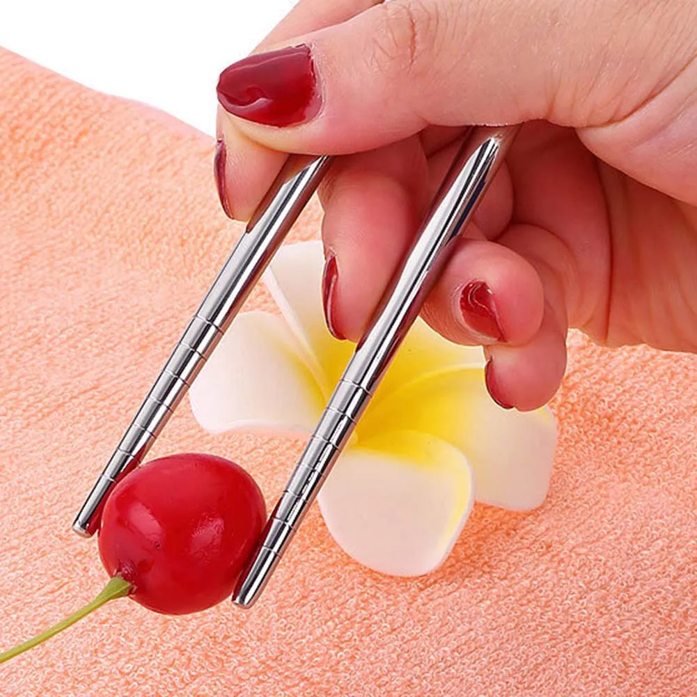 Милые Портативные детские палочки из нержавеющей стали учебные многоразовые для