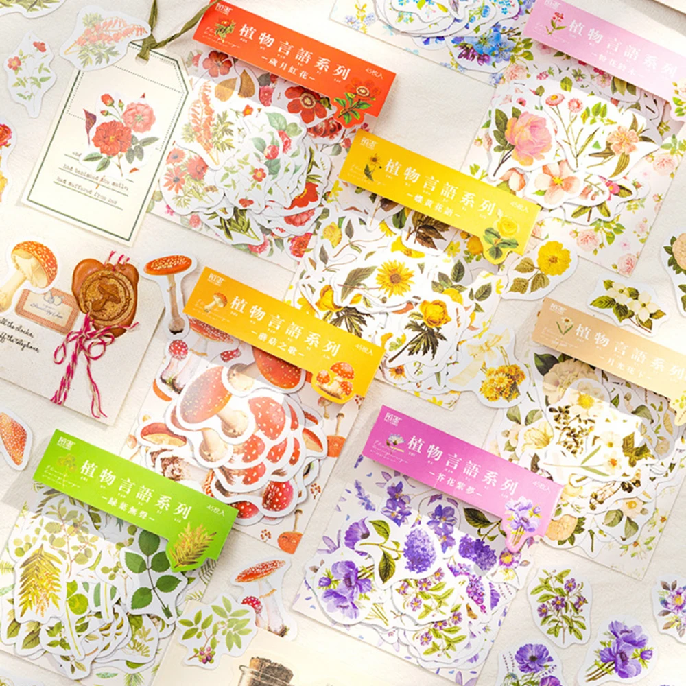 

45 шт./компл. винтажные наклейки "растения" Цветы Kawaii наклейки DIY скрапбукинги дневник декоративный коллаж стикер для канцелярских товаров