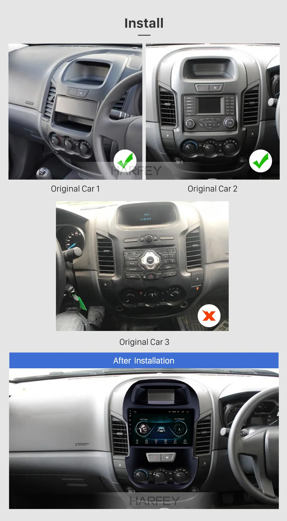 Harfey gps Автомагнитола для Ford Ranger 2011- " Android 8,1 с Bluetooth HD сенсорный экран Поддержка TPMS SWC Carplay Цифровое ТВ
