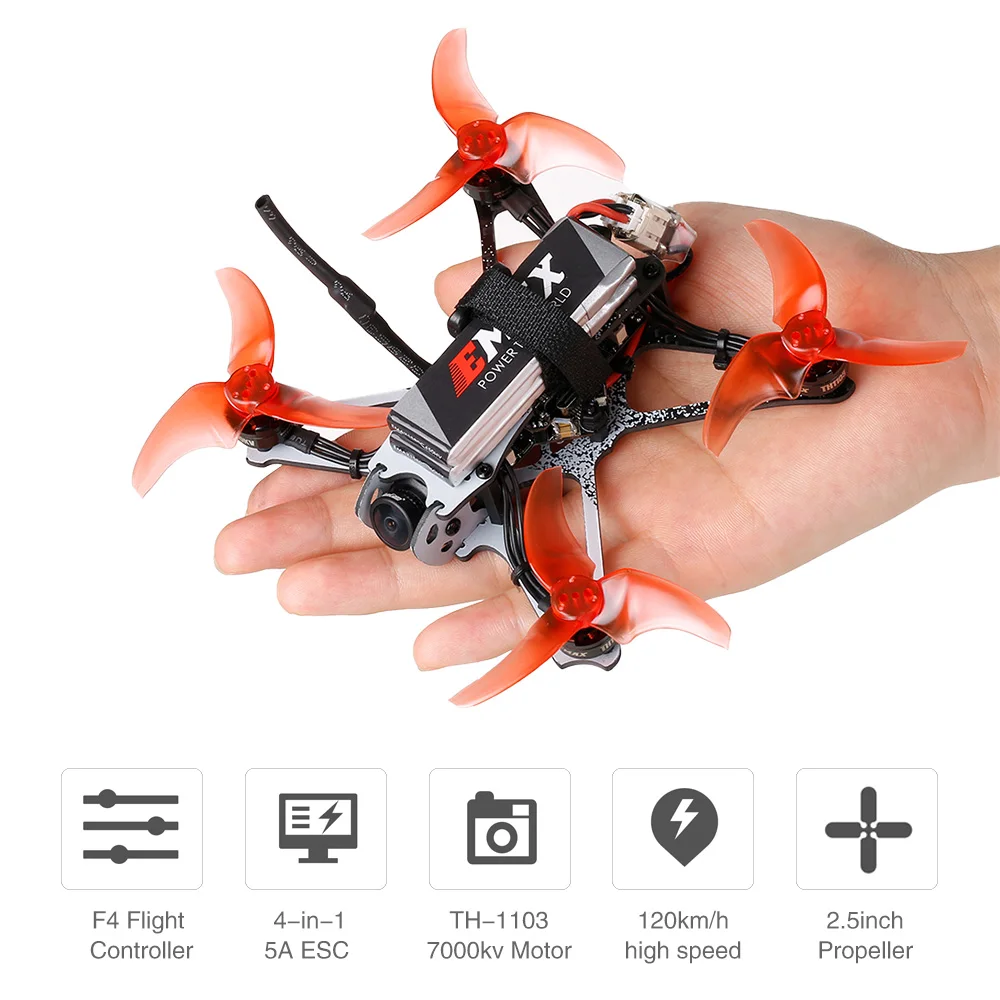 

EMAX Tinyhawk II Racing Drone FPV Drone 120km/h 7000KV Brushless Motor RunCam Nano2 700TVL 37CH 25/100/200mW VTX FPV Quadcopter
