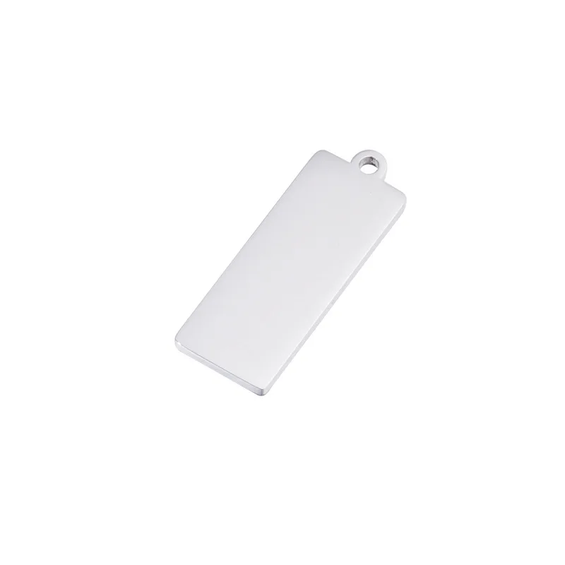 

100% Stainless Steel Rectangle Charms For Jewelry Making Pendant For Engraving Polished Blank Metal Plate Steel Color 20PCS