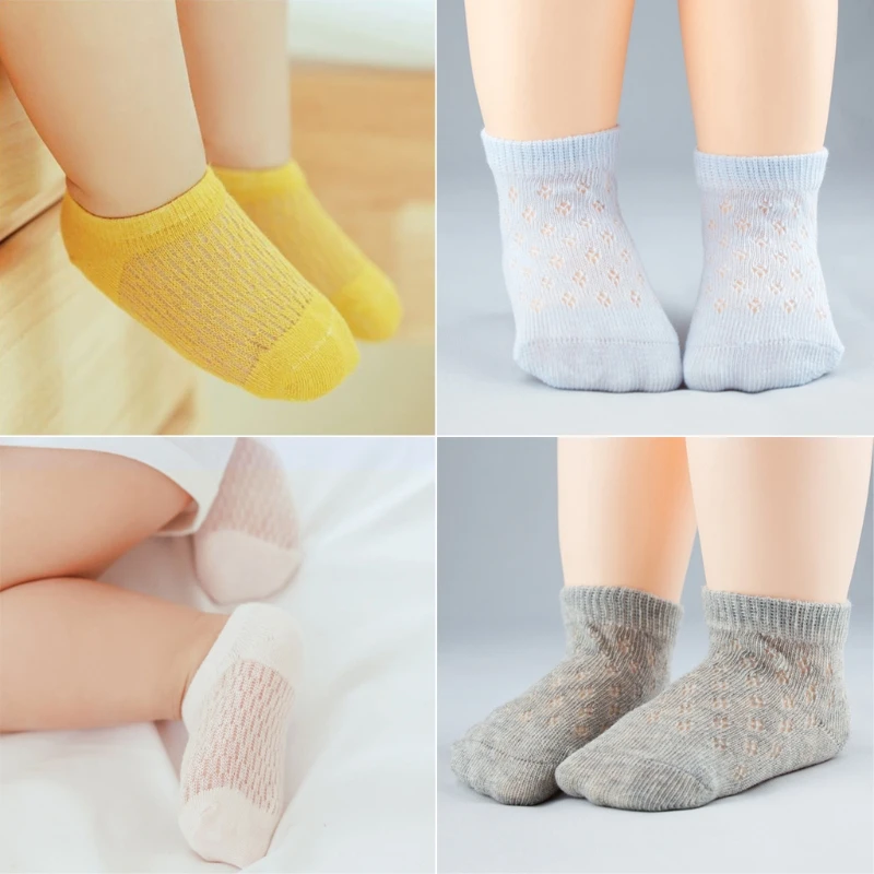 

Summer Baby Short Ankle Socks Mesh Thin Cotton Unisex Solid Color Hollow Toddler