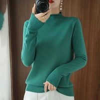 korean version the new fashion half turtleneck sweater women autumn and winter long sleeved all match pullover slim bright color