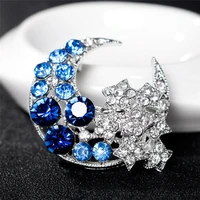fashion style crystal rhinestone moon brooch pins for women gift wedding brooches christmas gift