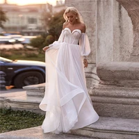 glitter sparkle wedding dresses sweetheart detachable long sleeve a line boho bride dress bridal gowns vestidos de noiva 2022