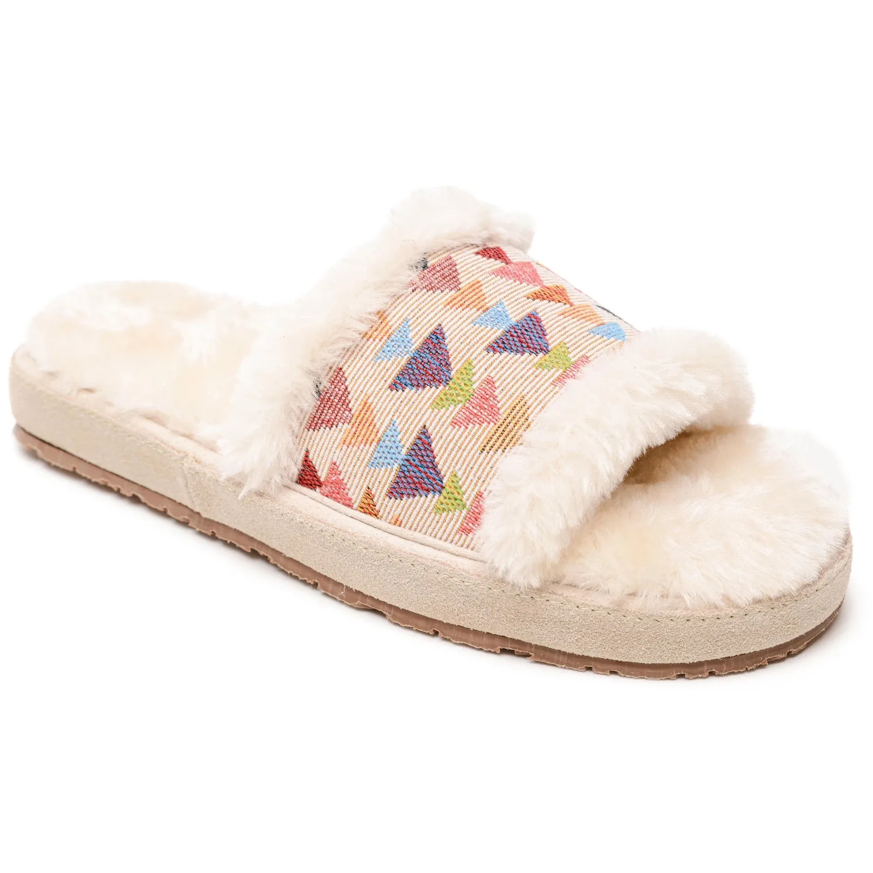 Женские домашние меховые тапочки Rainbow мягкие пушистые шлепанцы толстая плоская