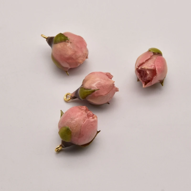 2 шт./лот 24*15 мм розовый реальным цветкам эпоксидной смолы Висячие серьги для