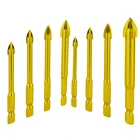 1 шт. керамическая плитка Стекло Титан покрытием сверла 6,35 мм шестигранный набор с хвостовиком Мощность инструменты крест треугольное сверло