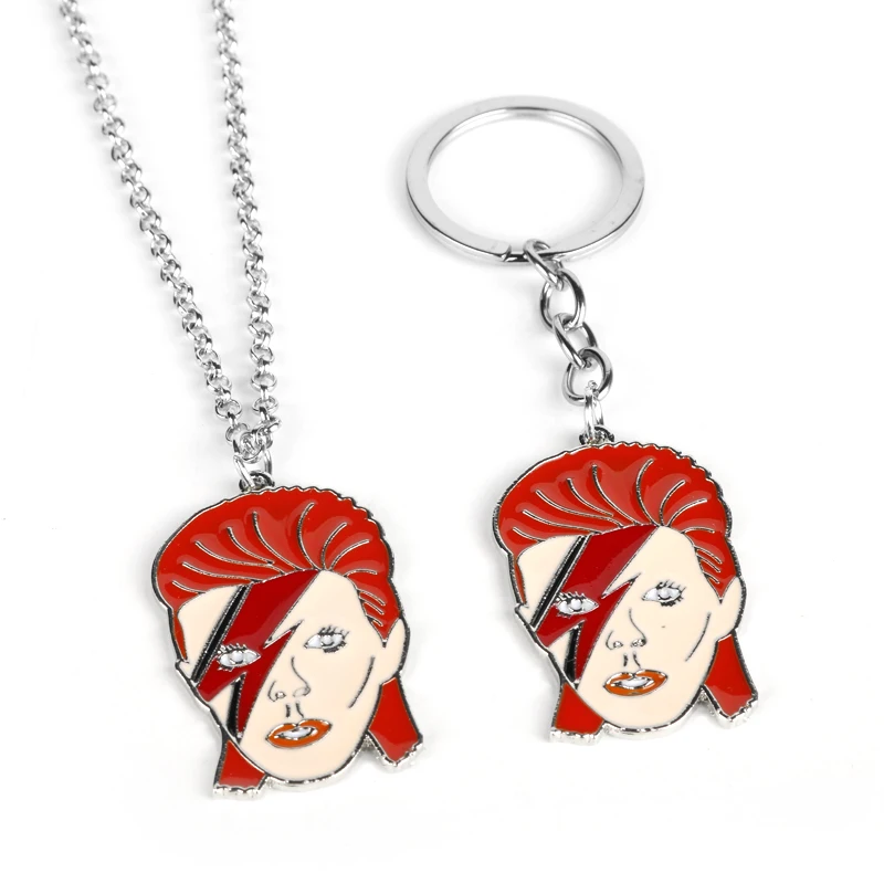 Брелок для ключей с изображением Дэвида Боуи Металлический Эмалированный брелок