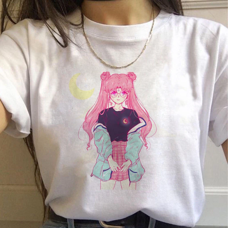 

Sailor Moon funny T-shirt Harajuku dress T-shirt beauty Cat cartoon lovely women T-shirt fashion Modal leisure kawaii streetwear