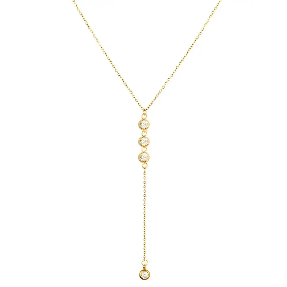 Тонкое ожерелье с подвеской-кристаллом женское цепочка-чокер из нержавеющей