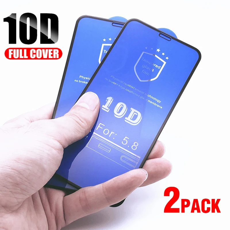 2 шт. обновление 10D закаленное стекло для iphone XS Max защита экрана с олеофобным покрытием для iphone 6s 7 8 Plus XR XS