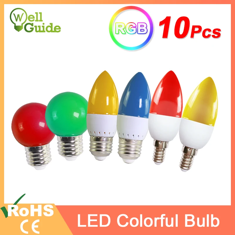 10 шт. светодиодный светильник E14 E27 3 Вт G45 C35 RGB цветной SMD 2835 AC 220 В 240 | Лампы и
