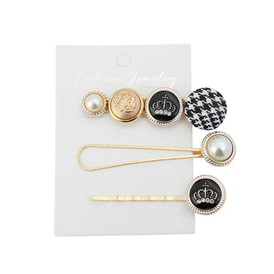 Модные заколки для волос в клетку с пуговицами женщин модные аксессуары
