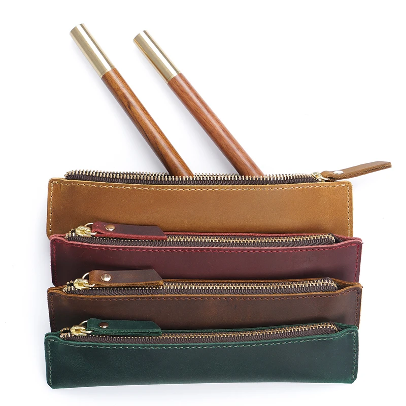 Пенал ручной работы из натуральной кожи для ручки винтажный Ретро-аксессуар