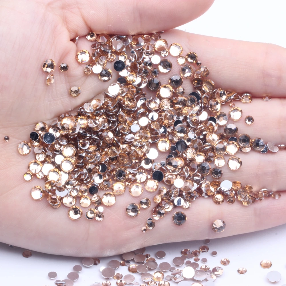 Стразы из смолы 2 6 мм цвета шампанского круглые с плоским основанием без горячей
