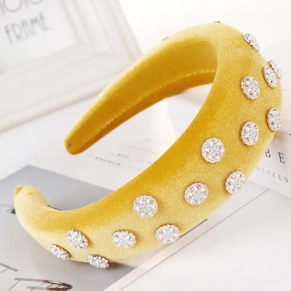 

Solid Soft Sponge Padded Hairband Headbands For Girls Women Crystal Rhinestone Makeup Hairbands Womens Hair Accessories Hairwear
