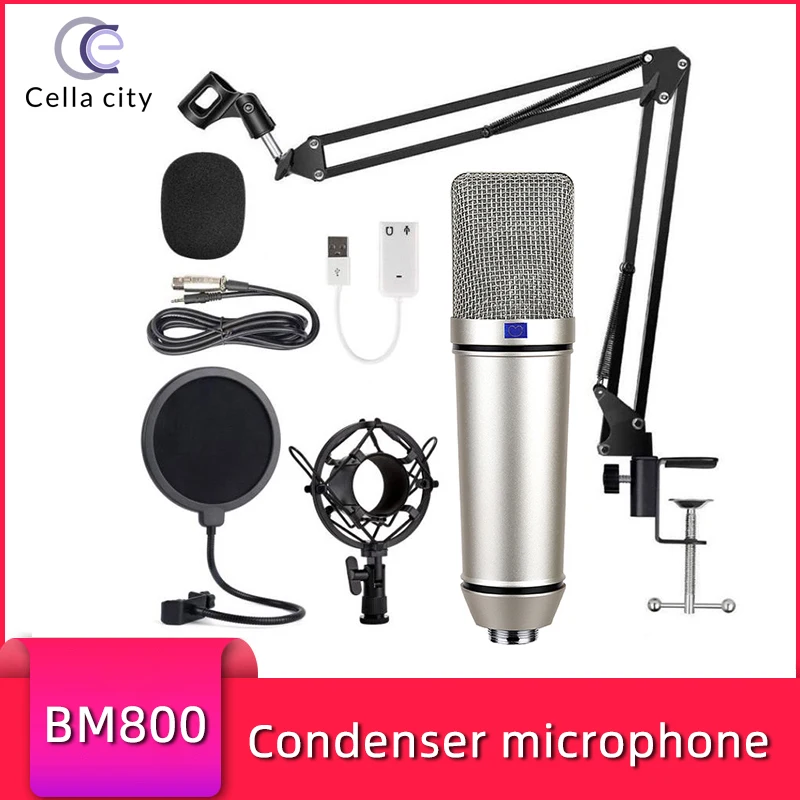 

U87 Condenser Microphone Kit professional Karaoke Microphone Studio for Computer With Arm Stand For Gaming Youtube Video Record