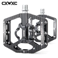 cxwxc 2 in 1 bicycle lock pedal with free cleat for spd system mtb road aluminum anti slip sealed bearing lock pedal accessories