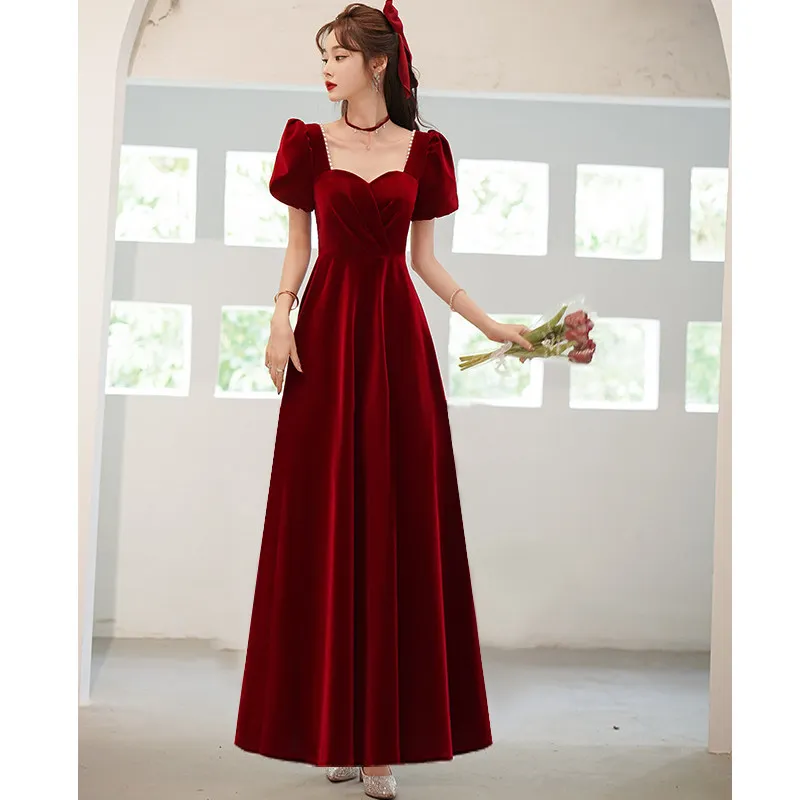 

Женское элегантное платье для свадебной вечеринки, зимние Бархатные вечерние платья для невесты, Женская вечерняя одежда, ночное платье