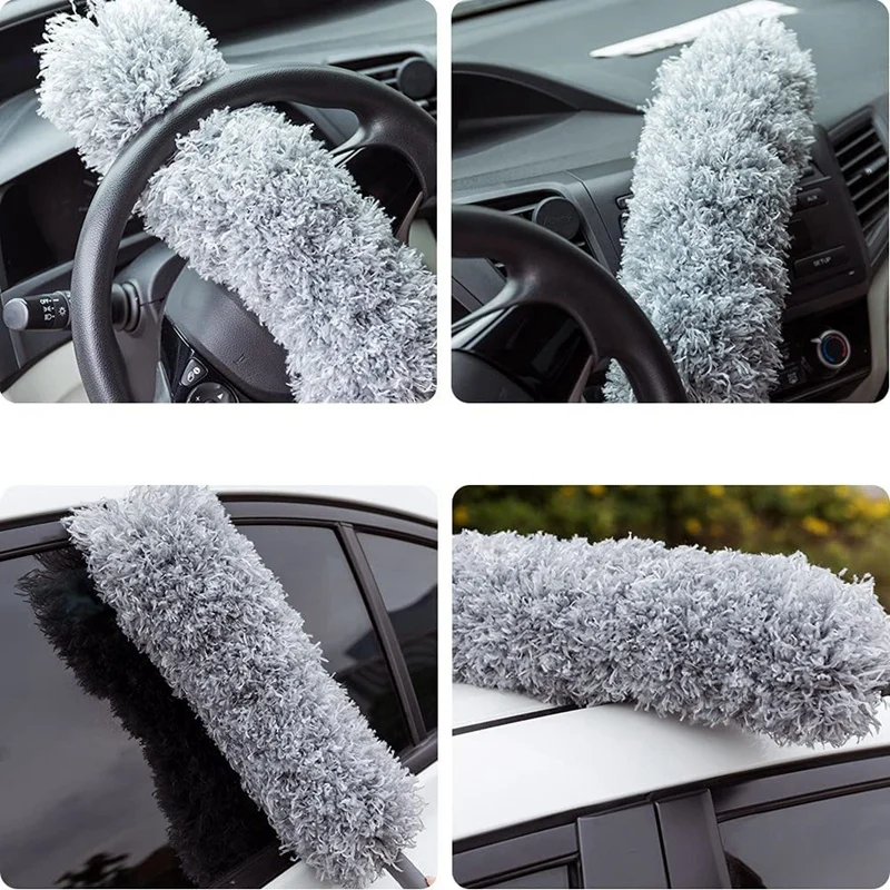 

Microfiber Duster with Stainless Steel Extension Pole, Washable Duster for Cleaning Ceiling Fan,Blinds,Furniture,Cars