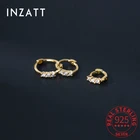 Серьги-кольца женские из серебра 925 пробы с фианитами