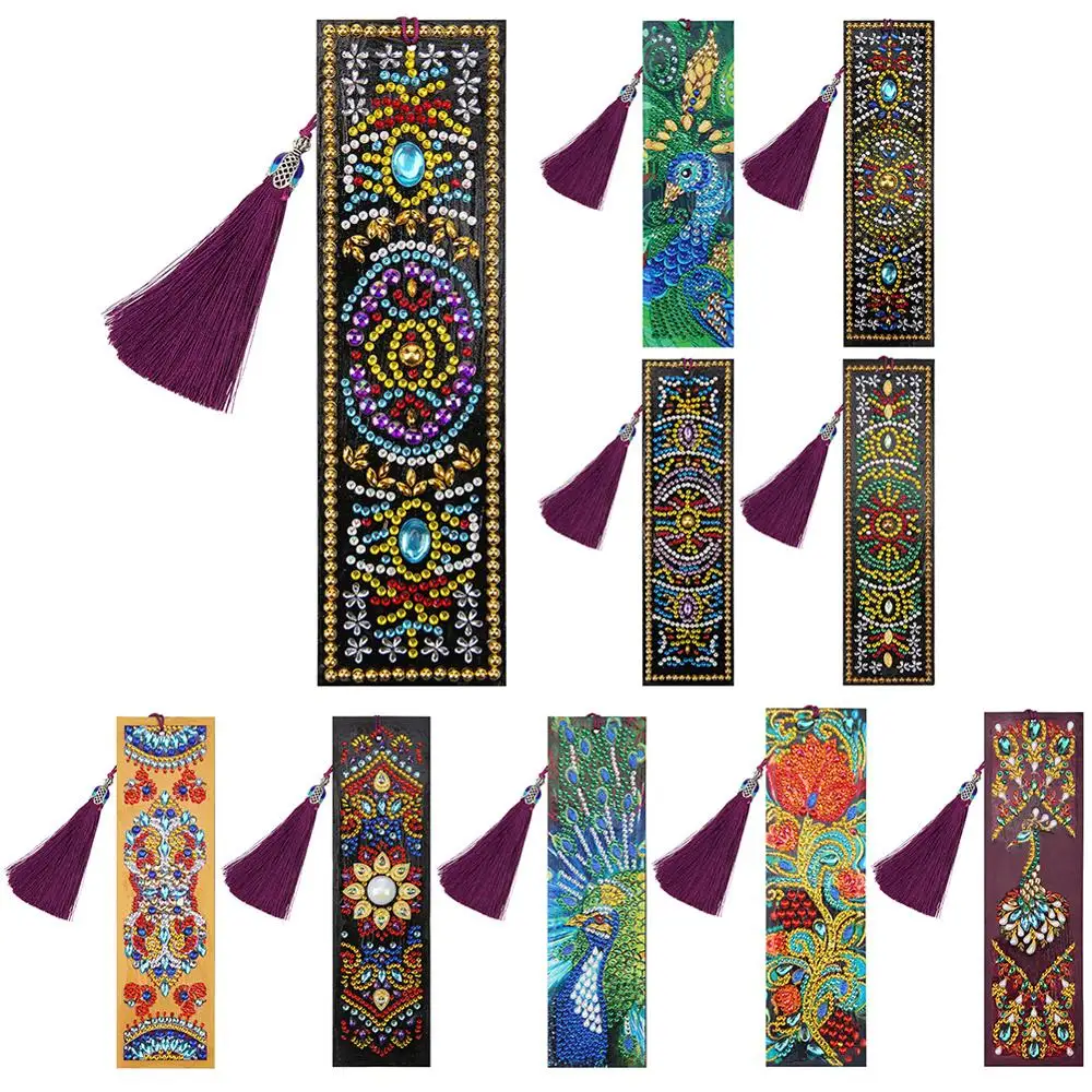 5D DIY алмазная живопись кожаный Закладка с кисточкой закладки для книг особой