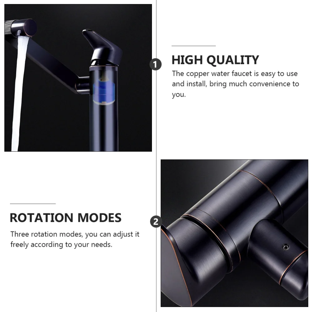 

1Pc Bathroom Single Outlet Faucet Stoving Varnish Rotatable Faucet (Black)