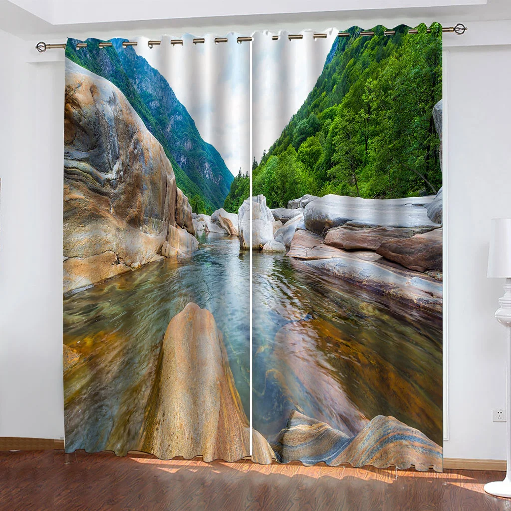 

Mountain View Blackout Window Drapes Luxury 3D Curtains For Living room Bedroom Office Hotel Home Decor