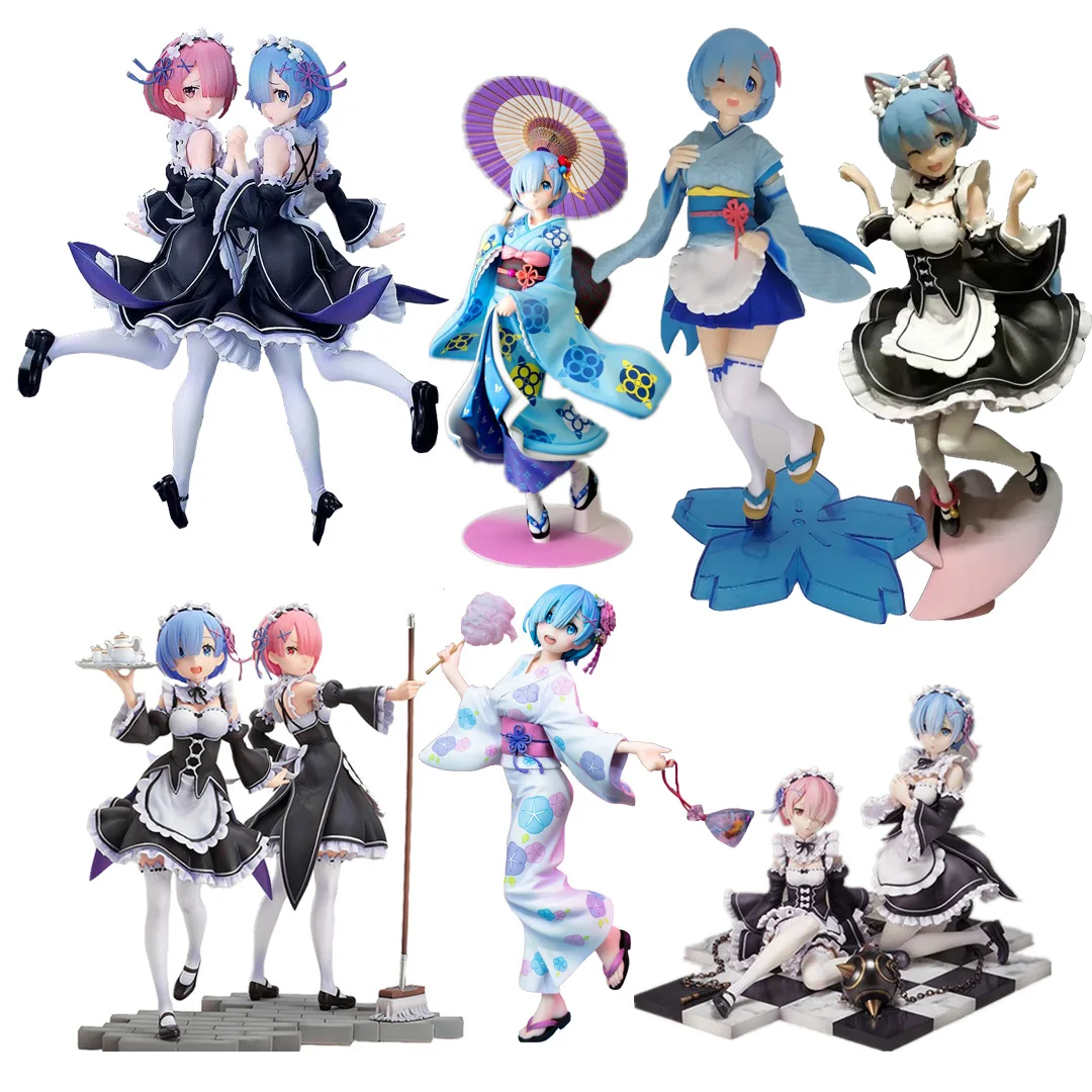 

Japanse Anime Re: Life a Different World from Zero REM Re0 Remu RAM PVC Action Figure Toy Game Statue Collectible Model Doll Toy