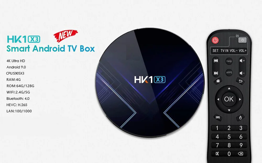 HK1 X3 S905X3 amlogic Android 9 0 4 Гб оперативной памяти 32 ГБ/64 Гб/128 ГБ 2 г 5G Wi Fi BT 1000M lan порт Youtube 8K