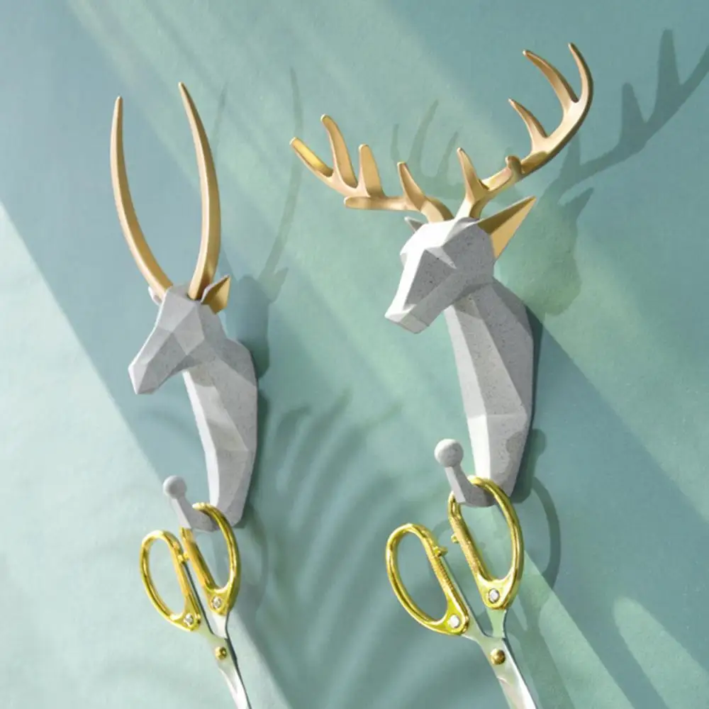 

Home Storage Deer Shaped Hanging Hook Wall Mounted Multifunctional Key Sundries Holder Home Decoration