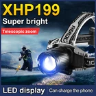 Новый мощный светодиодный налобный фонарь XHP199, мощный светодиодный налобный фсветильник рь XHP160 18650, налсветильник фонарь с перезаряжаемым зумом, налобный фонарь для рыбалки