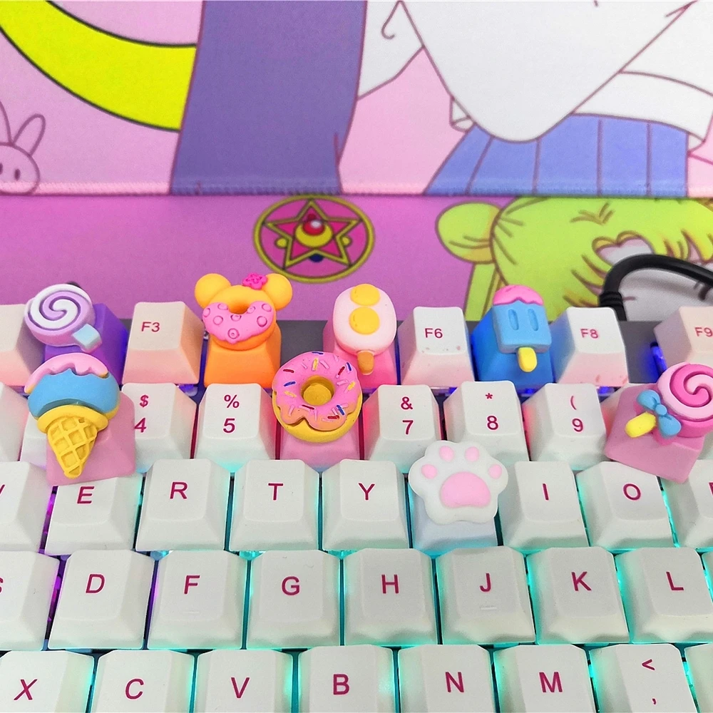 

Keycap Cute PBT DIY Kawaii key cap Cat paw mechanical keyboards keycaps for mechanical keyboards R4 height Cherry MX axis,Q6