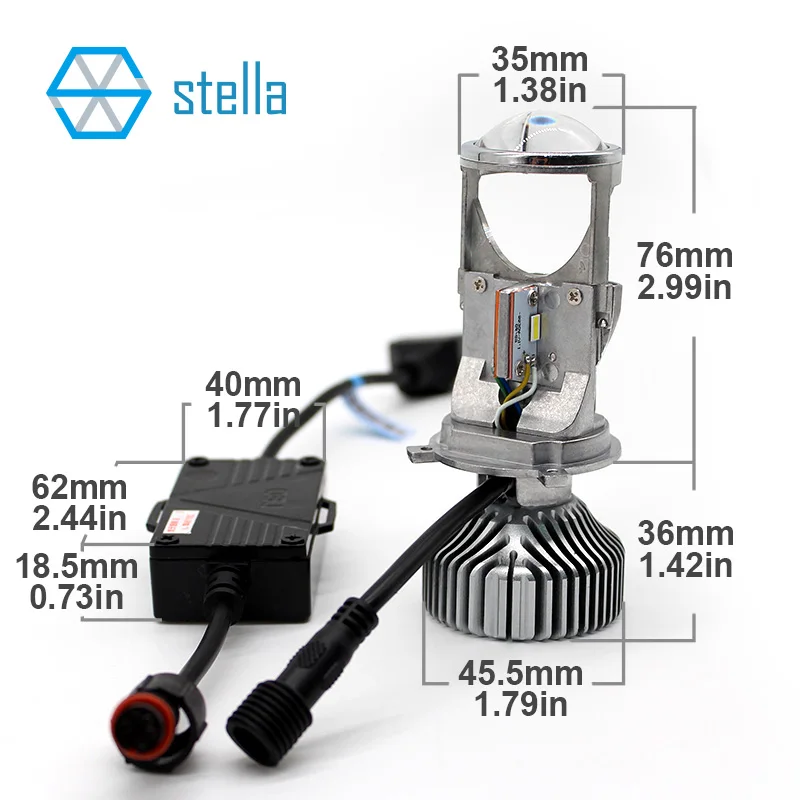 Stella h4 светодиодный объектив 12V 72W фары для 8000LM 5500k h4 линзы проектор высокой/ближнего света светильник лампы авто светодиодный лампы для автомобилей головной светильник лампы светодиодный