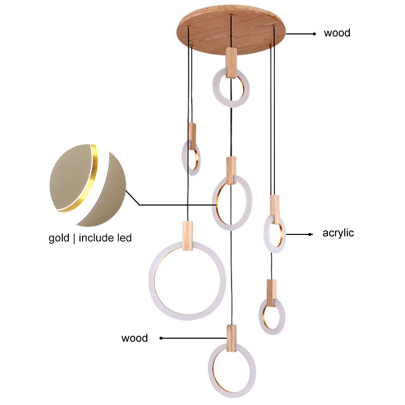 Candelabro grande de Círculo Led moderno, arte de sala de estar, decoración para restaurante, iluminación colgante para Hotel, oficina, anillos, Lustre de lámpara