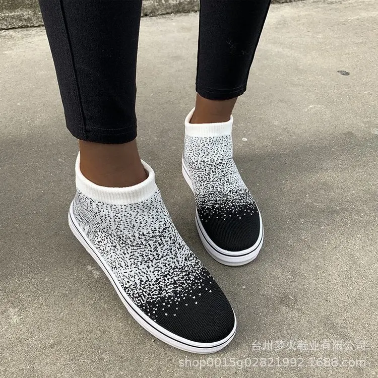 

Women's shoes for fall/winter new fashion flying woven soft sole sneakers mesh breathable round toe casual shoes comfortable hot