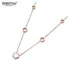 BOBOTUU оригинальный дизайн титановая сталь 5 шт. цветок Шарм Кулон Ювелирные изделия розовое золото ракушка свадебное ожерелье для женщин подарок BN19100