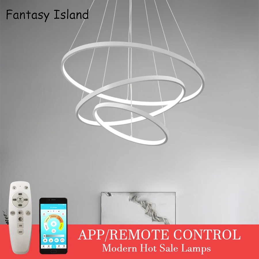 Современный подвесной светильник Led 3/4/5 Кольца Круг Потолочная подвесная люстра