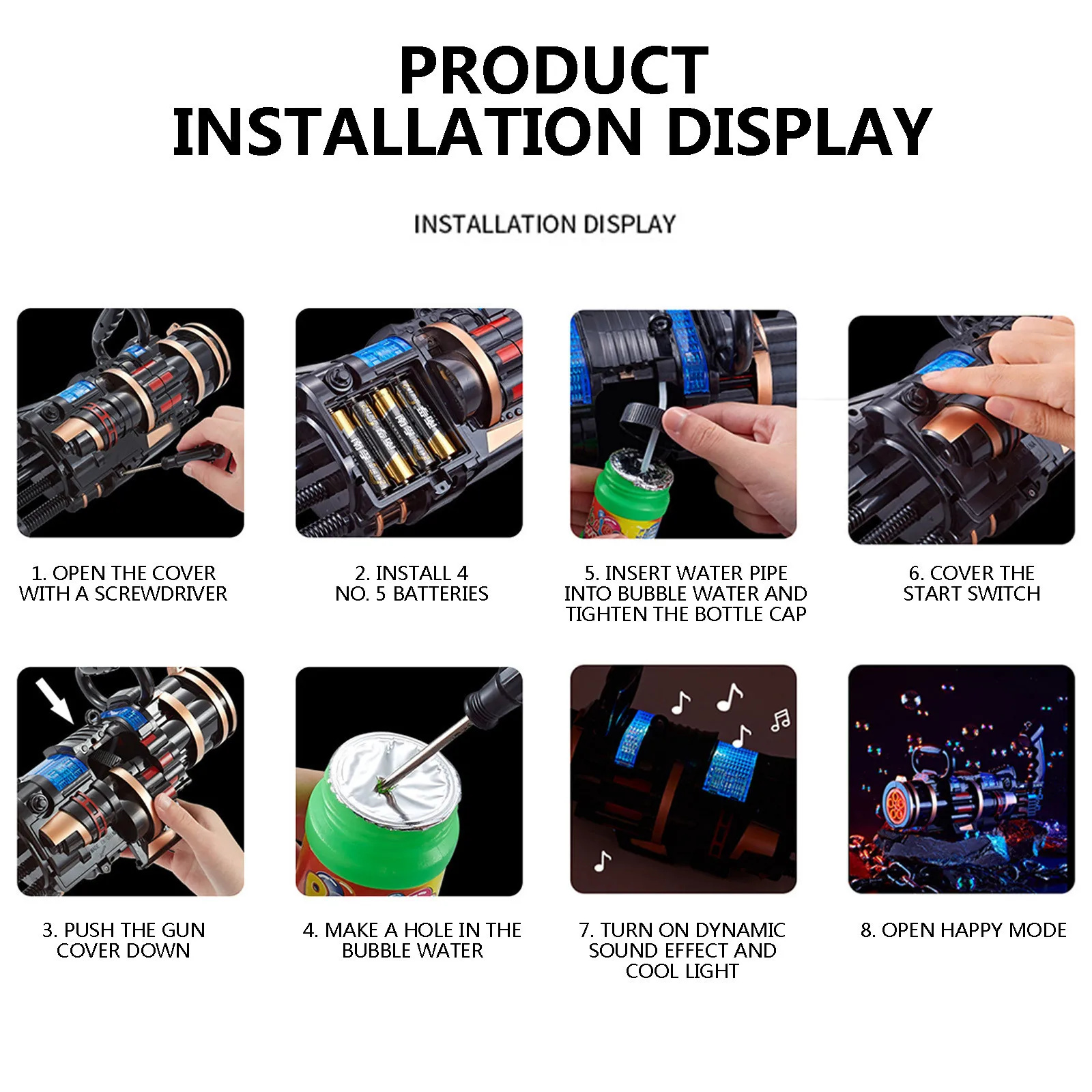 

2021 New Outdoor Toy Gatling Bubble Machine Wedding Supplies Electric Sound And Light Automatic Bubble Blower Maker Gun Kids Toy