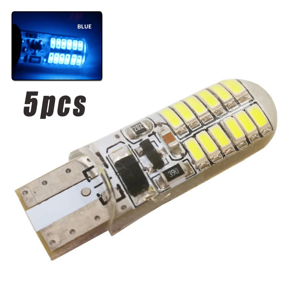 5 X T10 W5W 194 168 3014 24 SMD силикагель стробоскоп вспышка светильник светодиодный лампы 12V