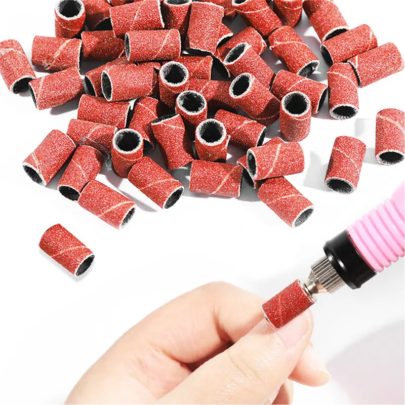 100 Pcs/Set 3 Sizes Nail Sanding Bands For Bit Manicure Pedicure UV Gel Replacement Remover Milling Cutter | Красота и здоровье