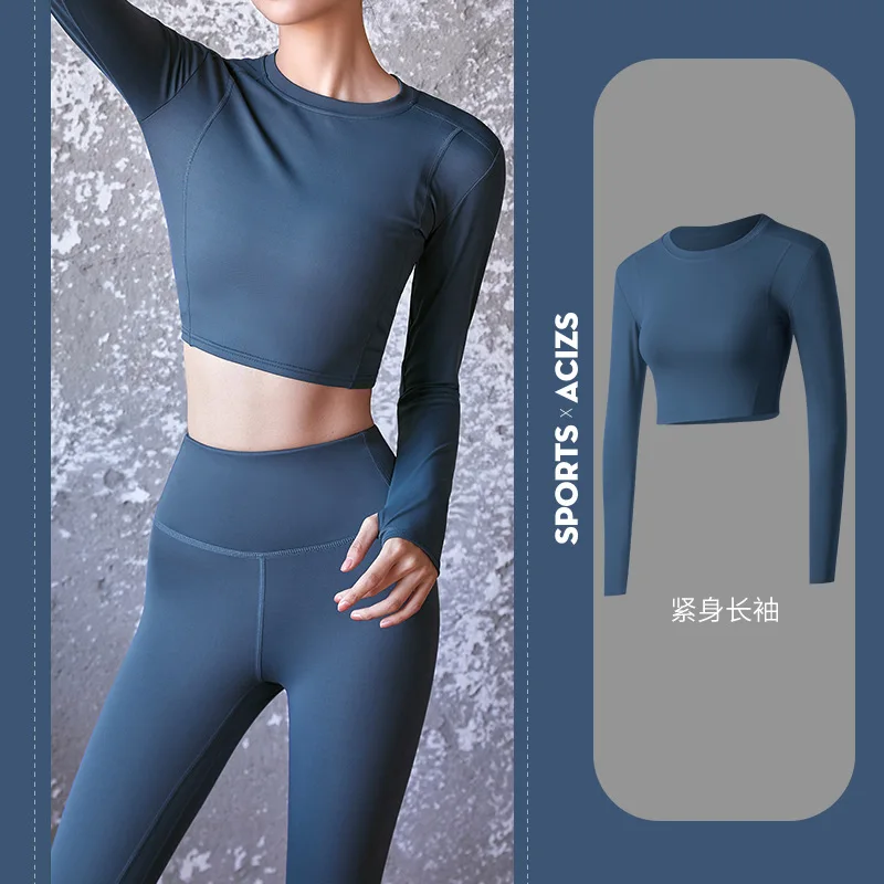 2 шт. спортивные костюмы для девочек женские йоги с длинным рукавом Топ +
