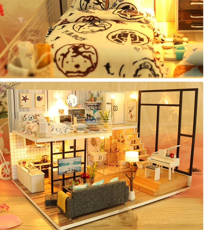 Детский сборный кукольный домик сделай сам миниатюрные кукольные домики набор