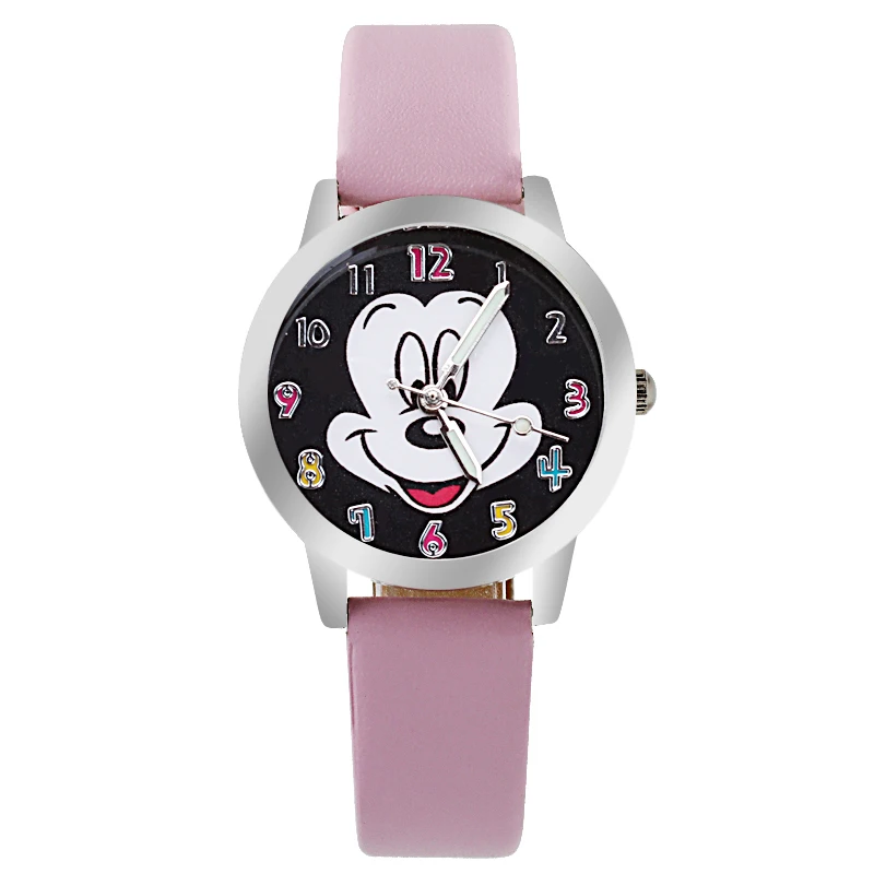 Кварцевые наручные часы с милым мультяшным рисунком женские кожаные детские для