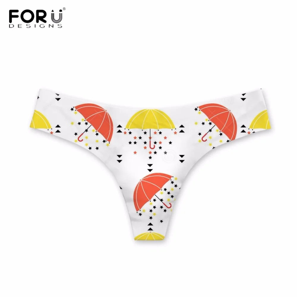 

FORUDESIGNS Casual Woman's Summer G-strings Funny Colorful Umbrella Print Lady Sexy Thongs Ultra-thin Lingerie Panties Plus Size
