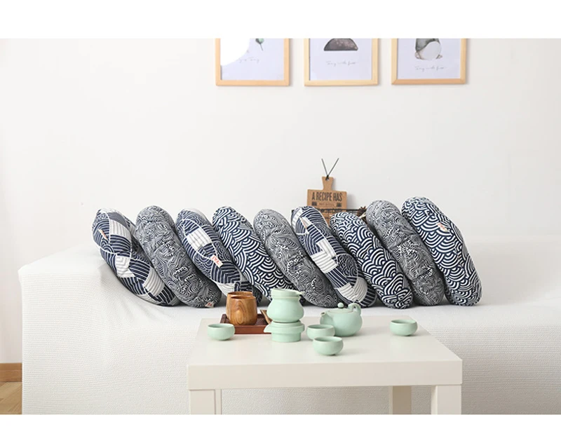 Круглая подушка пуф напольные подушки льняная хлопковая для сиденья диванной