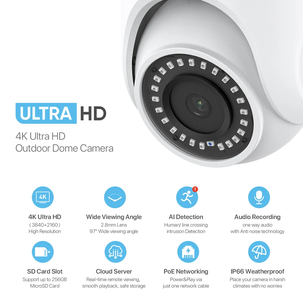 H.View 16Ch 8Mp Ultra Hd комплект видеонаблюдения 4K Cctv камера система безопасности H.265