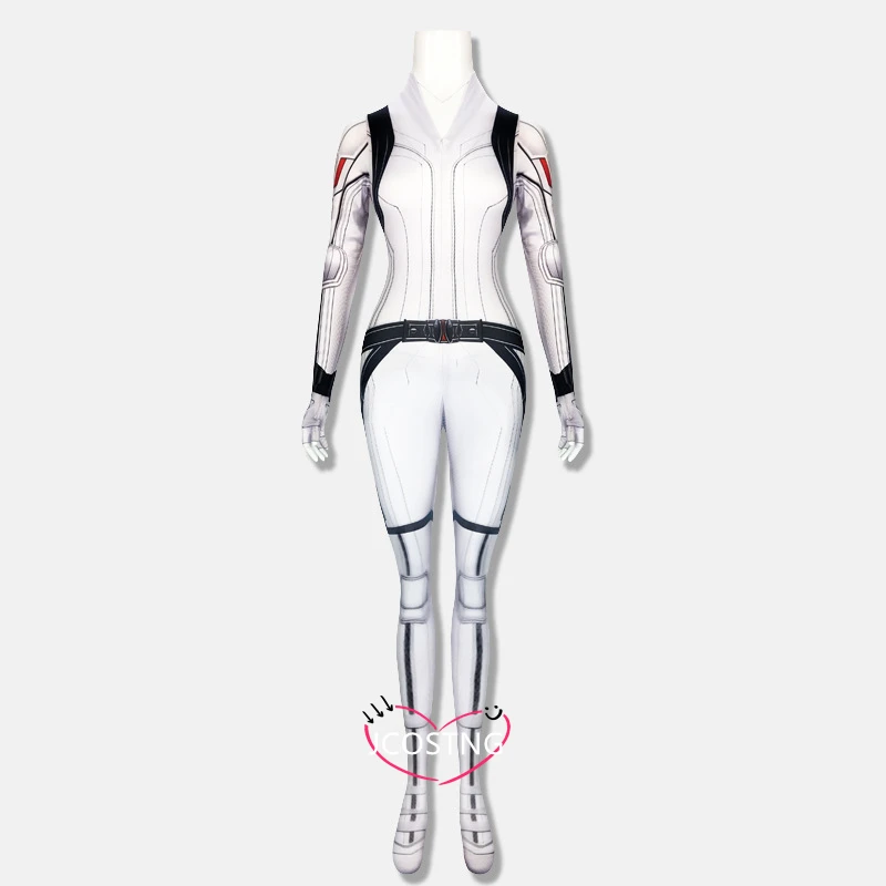 Черный костюм для косплея женский на Хэллоуин черно-белый Natasha Romanoff комбинезон и